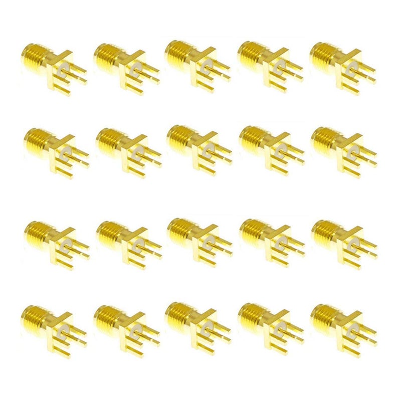 bnafes 20PCS SMA Female PCB Panel Edge Mount Plug with 4 Pins Stand Straight Connector RF Coax Coaxial Adapter - Image 1